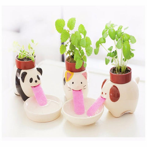 Cute Desktop Self Watering Pot With Animal Tongue For Animal Lovers