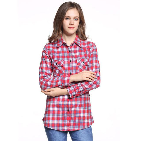 Ladies Casual Plaid Top