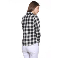 New European Style Plaid Long Sleeve Blouse New European Style Plaid Long Sleeve Blouse