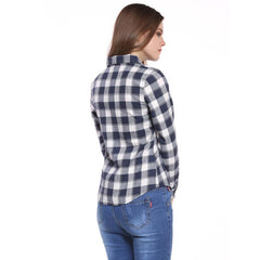 New European Style Plaid Long Sleeve Blouse New European Style Plaid Long Sleeve Blouse