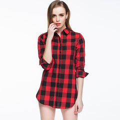New European Style Plaid Long Sleeve Blouse New European Style Plaid Long Sleeve Blouse
