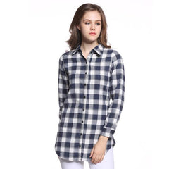 New European Style Plaid Long Sleeve Blouse New European Style Plaid Long Sleeve Blouse