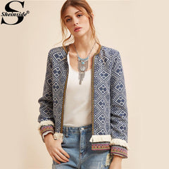 Traditional Sheinside Tribal Elegant Embroidered Autumn Jacket Traditional Sheinside Tribal Elegant Embroidered Autumn Jacket