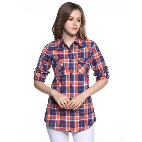 Ladies Casual Plaid Top
