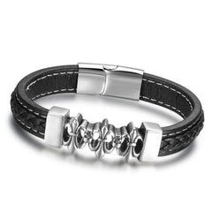 Casual String Leather Stainless Steel Men's Bracelet Casual String Leather Stainless Steel Men's Bracelet