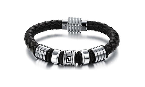 Genuine Leather Stanless Steel Bracelet