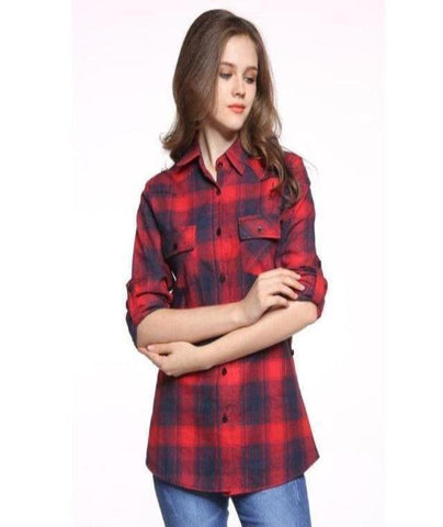 Ladies Casual Plaid Top
