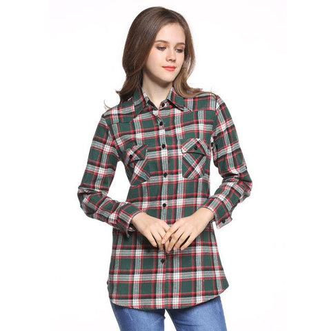 Ladies Casual Plaid Top