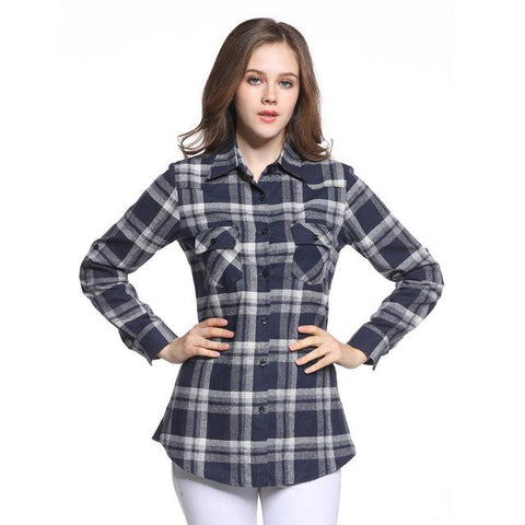 Ladies Casual Plaid Top