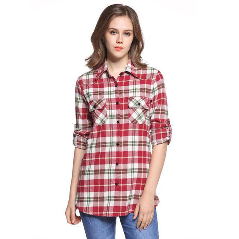 Ladies Casual Plaid Top