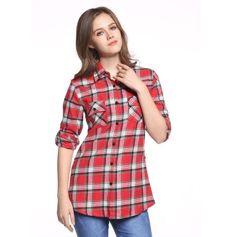 Ladies Casual Plaid Top