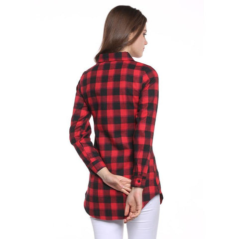 New European Style Plaid Long Sleeve Blouse