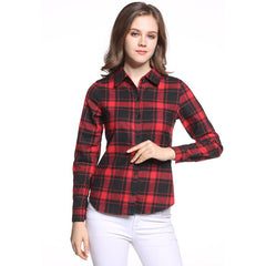 New European Style Plaid Long Sleeve Blouse