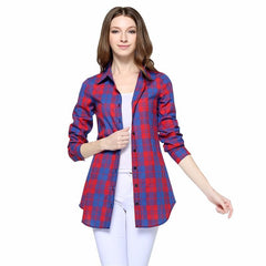 New European Style Plaid Long Sleeve Blouse