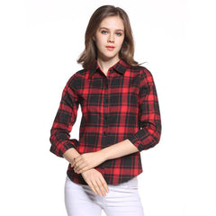 New European Style Plaid Long Sleeve Blouse