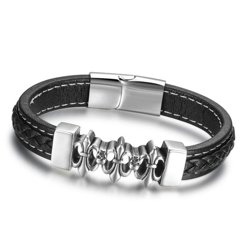Casual String Leather Stainless Steel Men's Bracelet