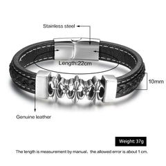 Casual String Leather Stainless Steel Men's Bracelet