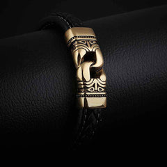 Stylish Men's Gold bracelet with Leather