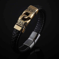 Stylish Men's Gold bracelet with Leather