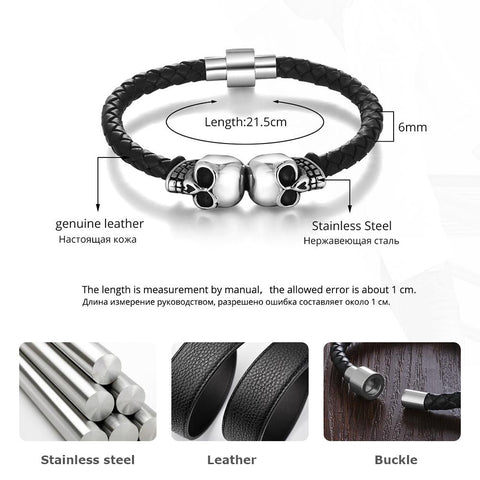 Halloween Accessories Skull Stainless Knitting Bracelet for Men