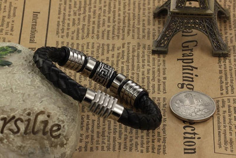 Genuine Leather Stanless Steel Bracelet